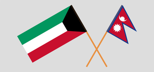 Crossed flags of Nepal and Kuwait
