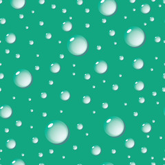 Seamless background of water drops on green surface
