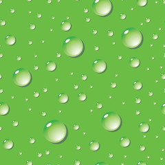 Seamless pattern of water drops on green surface