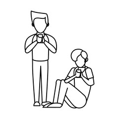 young men using smartphone avatars characters