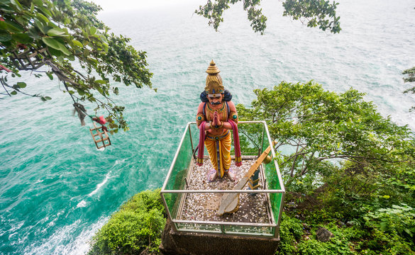 Koneshwaram ancient temple. The famous statue of god Shiva at Trincomalee, Sri Lanka