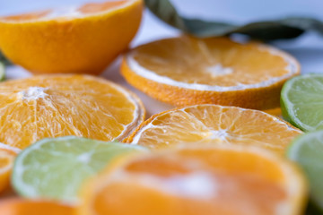Fototapeta na wymiar Various citrus fruits in the kitchen