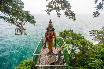 Koneshwaram ancient temple. The famous statue of god Shiva at Trincomalee, Sri Lanka