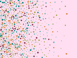 Festive background with multicolored confetti. Yellow, pink, blue circles but against a white background. Flying confetti.