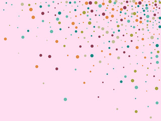 Festive background with multicolored confetti. Yellow, pink, blue circles but against a white background. Flying confetti.