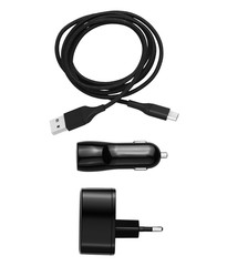 car charger black set isolated on white background
