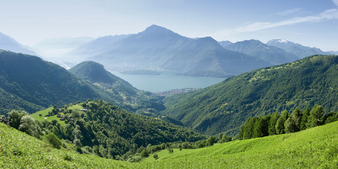Como lake,  panoramic view from mountains - 311931402