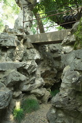 Suzhou,China-September 17, 2019: Taihu stones at Lion Forest Garden in Suzhou, China