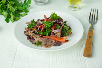 Beef Salad with Beans, Sweet Peppers. Salad 