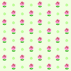 vector cartoon flower cute seamless pattern