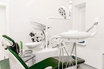 Overview of a modern dental office with a microscope