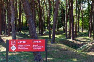Vimy, France. 2019/9/14. Fields pocked with craters and full of unexploded bombs from WWI near the Canadian National Vimy Memorial (First World War Memorial) near the town of Arras.
