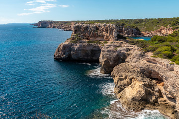 Fototapeta na wymiar The beautiful coast shore of the island Mallorca in spain