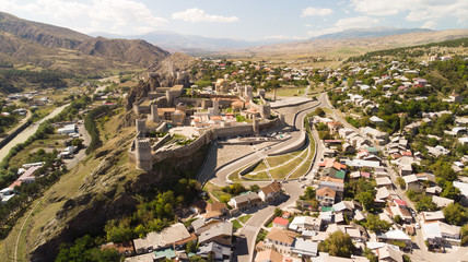 Aerial view of Rabati Castle complex in Akhaltsikhe in Georgia