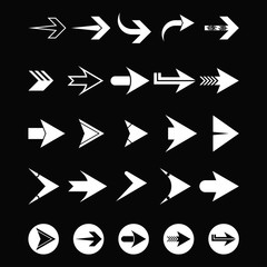 Set of white arrow vector collection