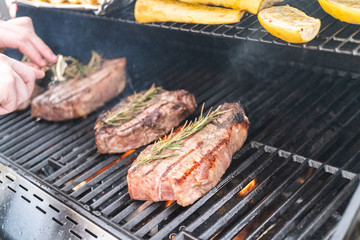 Grilling steak