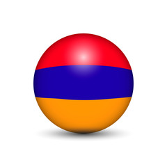 Flag of Armenia in the form of a ball isolated on white background.