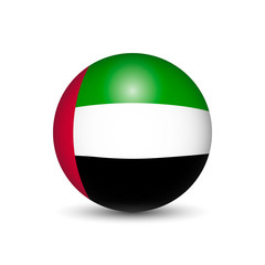 Flag of United Arab Emirates in the form of a ball isolated on white background.