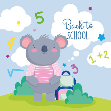 back to school cute koala with sweater and backpack education