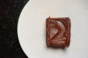 Brownie with chocolate frosting