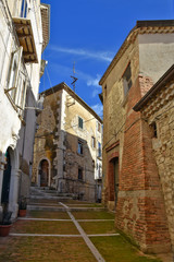 Campobasso, Italy, 24/12/2019. A narrow street between the old buildings of a medieval town