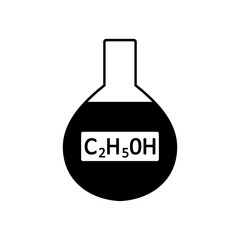 Laboratory glass with ethyl alcohol.
