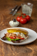 closeup of a fresh doner in a bun