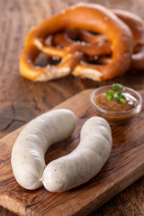 pair of bavarian white sausages