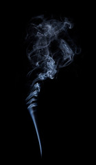 Photo of real white smoke on black background
