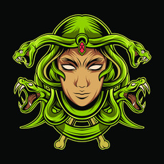 medusa head vector illustration design