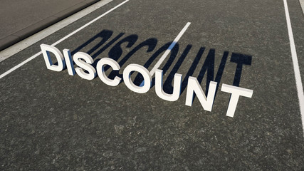 Fototapeta premium Discount 3D Text on Street, Road Concept, 3D Rendering