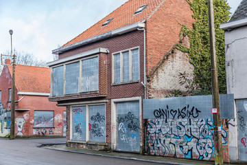 Abandoned city Doel in Belgium near nuclear power plant