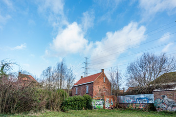 Abandoned city Doel in Belgium near nuclear power plant