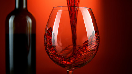 Naklejka na ściany i meble Detail of pouring red wine into glass