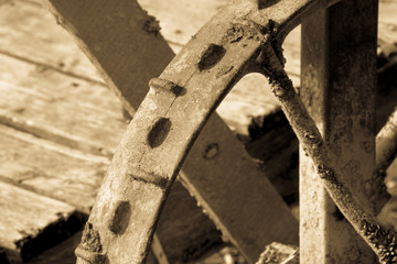Old metal wheel close up
