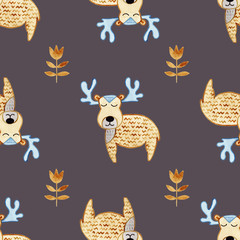 christmas card with deer and deer