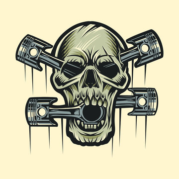 Skull And Piston Vector Illustration Design