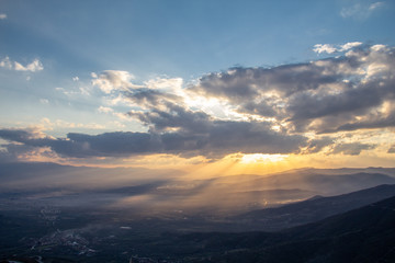 Panoramic landscape with Light beams