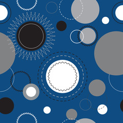 Seamless circle geometric patten on trendy color classic blue background.  