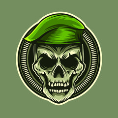 skull soldier hat vector illustration military design