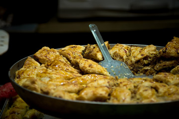 oriental sweets in a pan