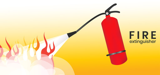 illustration of fire fighting with extinguishers.