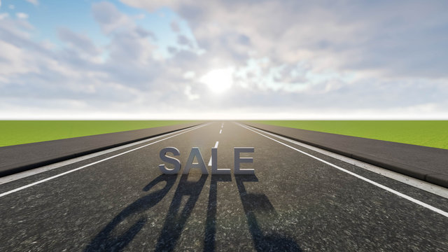 Sale Text on Street, 3D Rendering