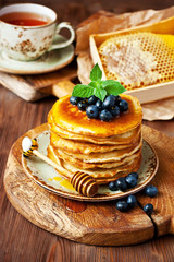 Fresh pancakes  with blueberry