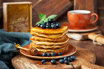Fresh pancakes  with blueberry
