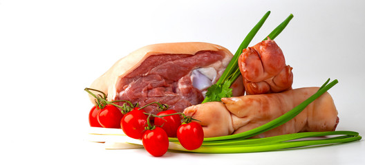 raw meat with vegetables