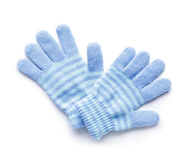 Stylish gloves on white background