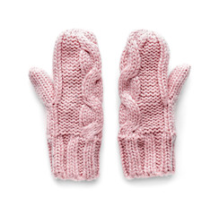 Stylish mittens on white background