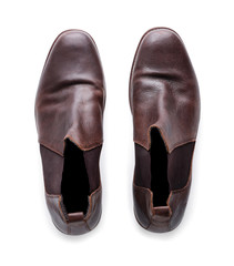 Stylish shoes on white background