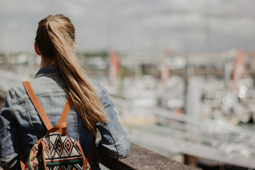 young woman on the bridge